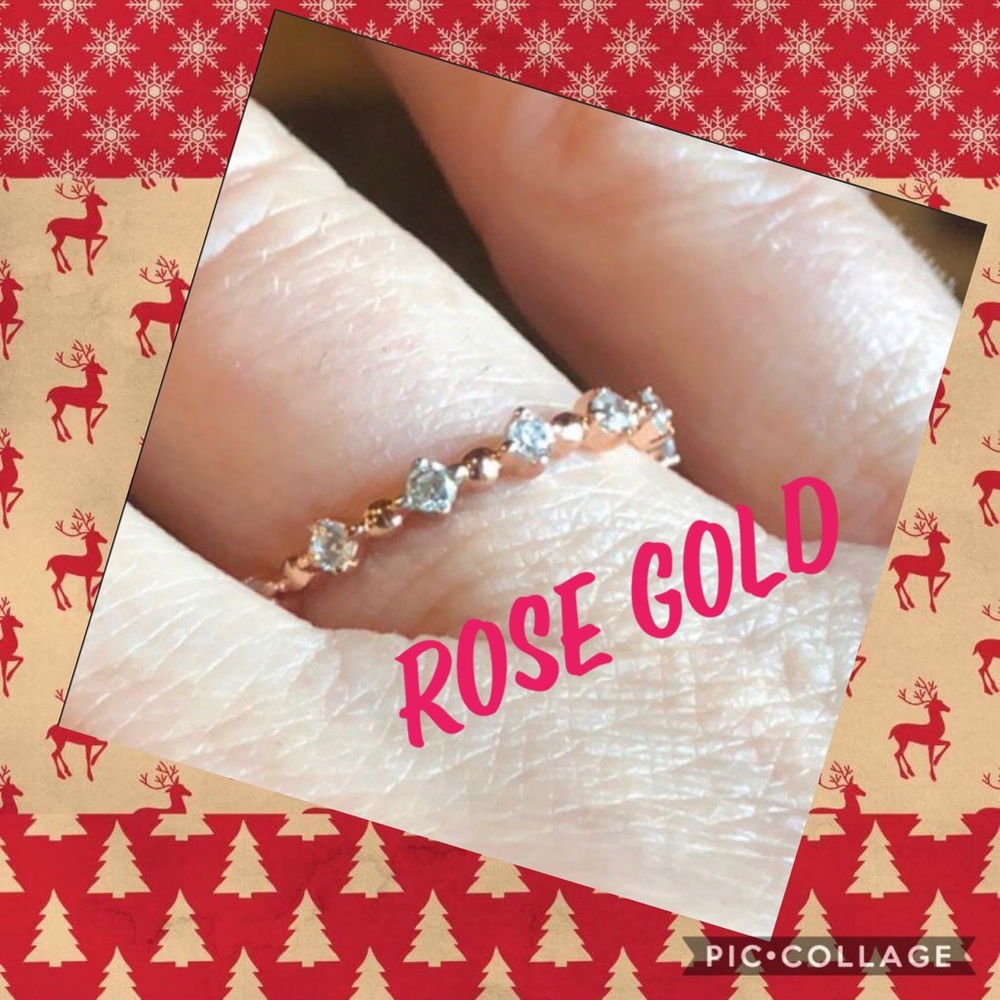 14k Rose Gold Eternity CZ Ring - Picture 2 of 8